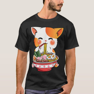 Ramen Cat Shirt Women Anime Japanese Noodles Kawai