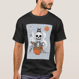Ramen Cat Skeleton Halloween Japanese Noodles Funn T-Shirt