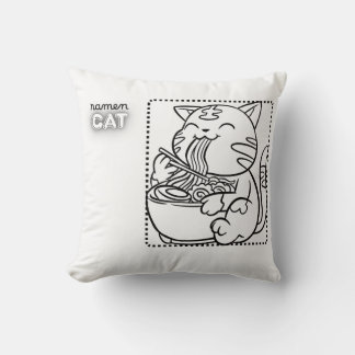 Ramen Cat Throw Pillow