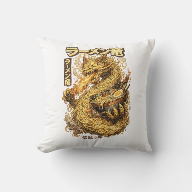 Ramen Dragon – Legend of Flavor Throw Pillow (Front)