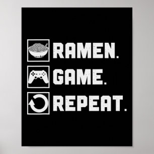 Ramen Game Repeat Noodle Video Games Console Gamer Poster