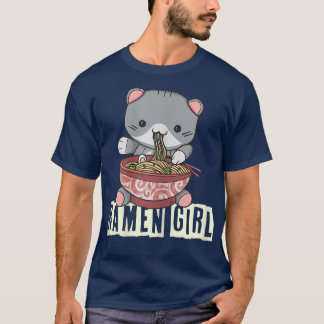 Ramen Girl cute Cat  T-Shirt