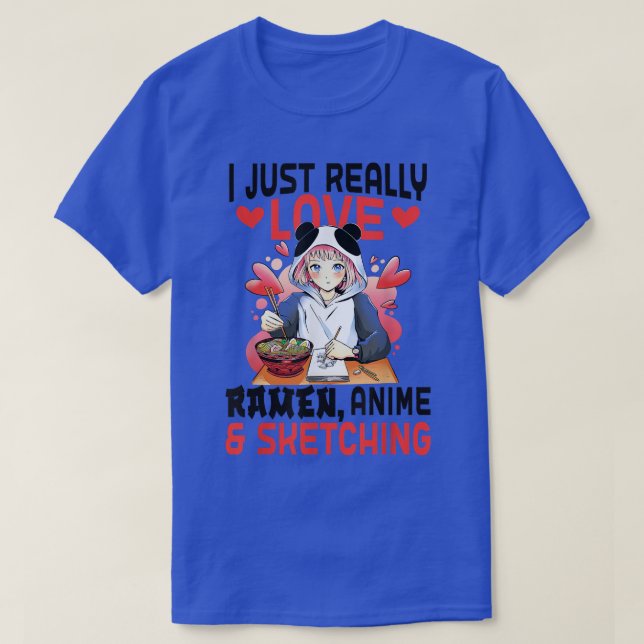 Ramen Girl Sketching Anime  T-Shirt (Design Front)