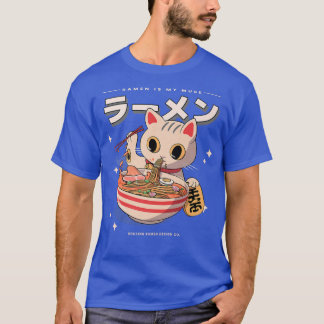 Ramen Is My Muse - Cute Cat Eating Noodles 1594 T-Shirt