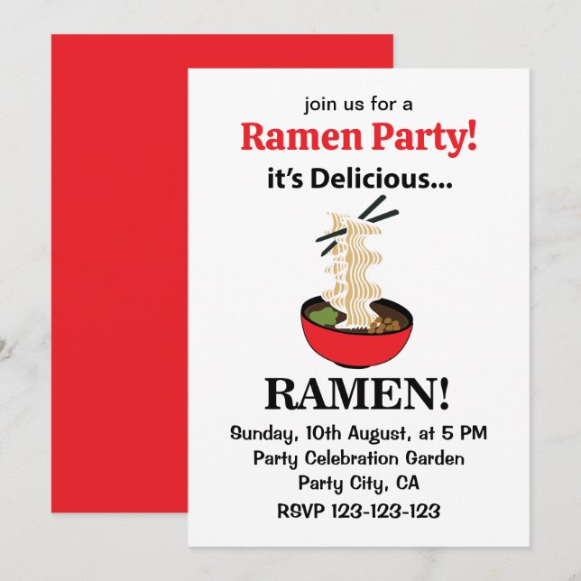Ramen It's Delicious Ramen Invitation (Front/Back)