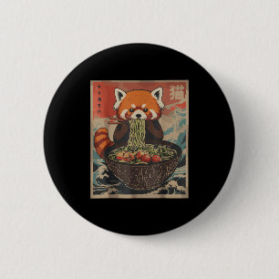 Ramen Japanese Graphic Tees Red Panda Anime Shirts 2 Inch Round Button