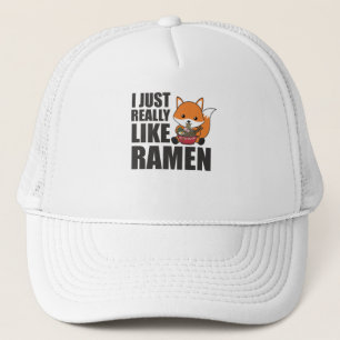 Ramen Japanese Noodle Cute Fox Eats Ramen Trucker Hat