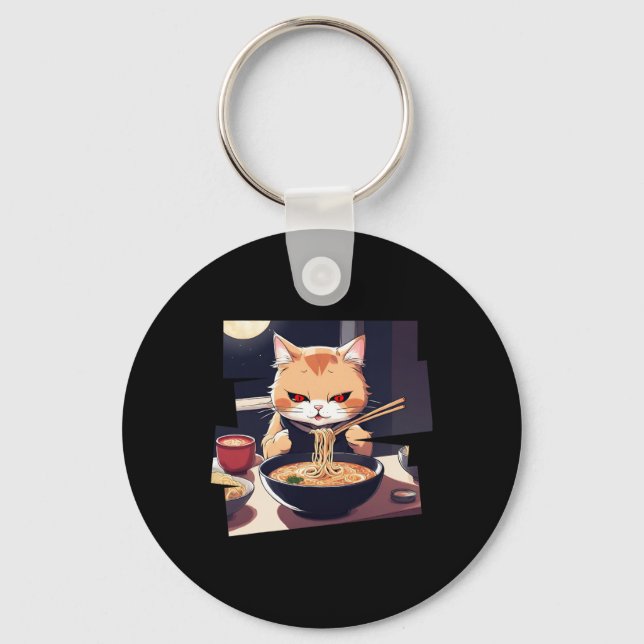 Ramen Kawaii Cat Anime 1  Keychain (Front)