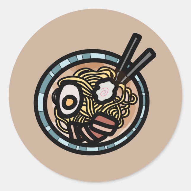 Ramen lovers cute Japanese Classic Round Sticker (Front)