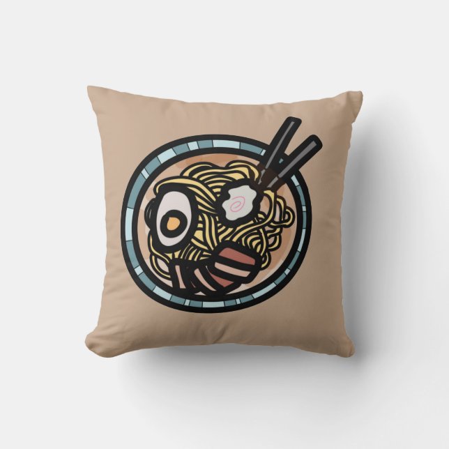 Ramen lovers cute Japanese Throw Pillow (Front)