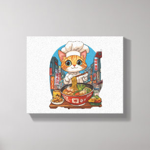 Ramen Neko – Funny Cat Chef Anime Food Canvas Print