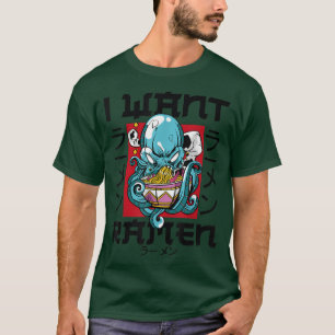 Ramen Noodle Bowl Love Japanese Kawaii Octopus I W T-Shirt
