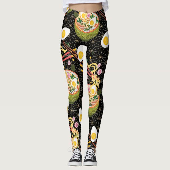 Ramen Noodle Bowl printed yoga leggings (Front)