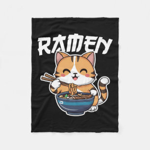 Ramen Noodle Neko Cat Japanese Kawaii Manga Anime Fleece Blanket