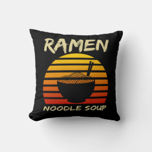 Ramen Noodle Soup Kawaii Japanese Noodles Vintage Throw Pillow