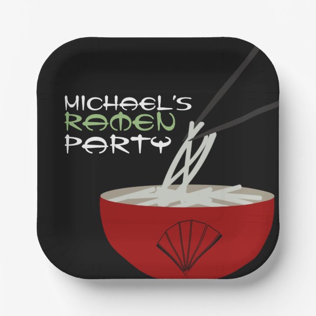 Ramen Noodles Asian Bowl Party Paper Plate (Front)