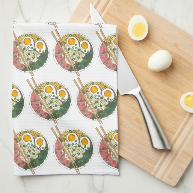 Ramen Noodles Bowl Japanese Food Restaurant Foodie Kitchen Towel (Quarter Fold)