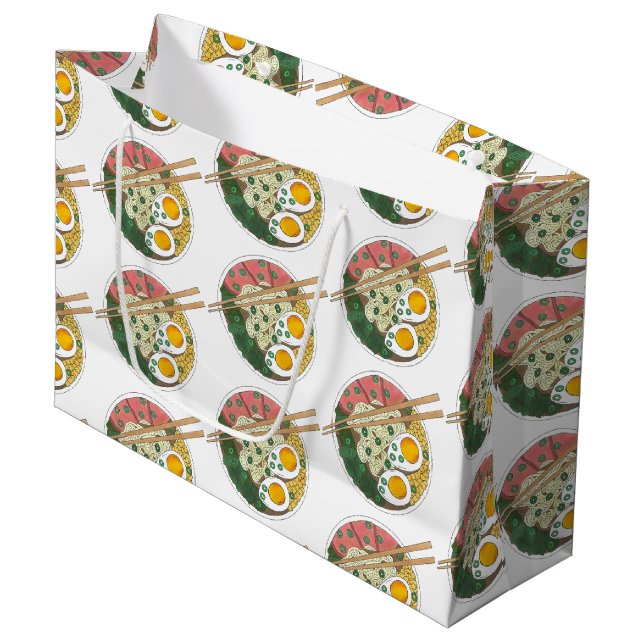 Ramen Noodles Bowl Japanese Food Restaurant Foodie Large Gift Bag (Front Angled)