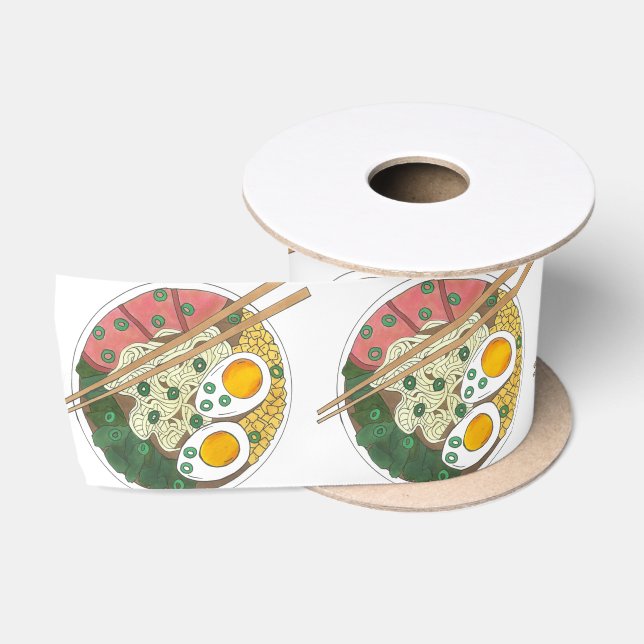 Ramen Noodles Bowl Japanese Food Restaurant Foodie Satin Ribbon (Spool)