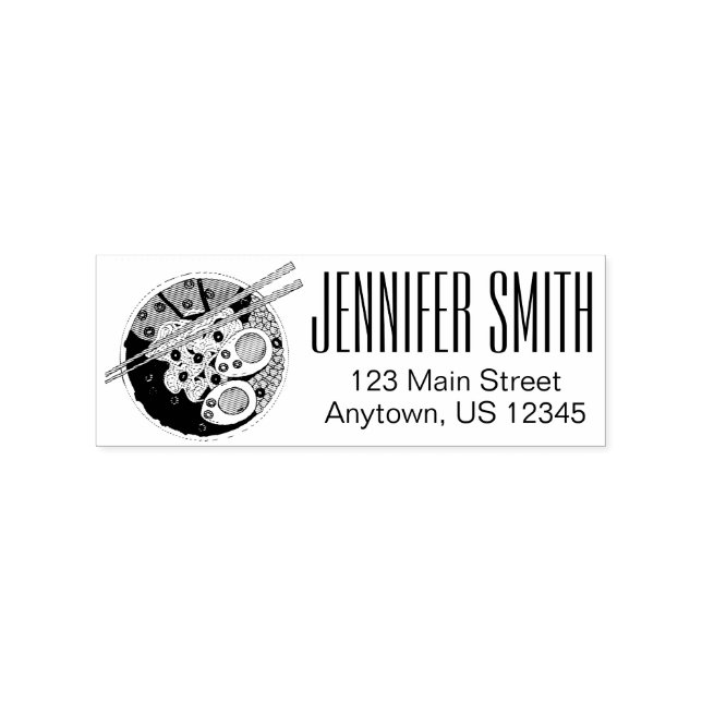 Ramen Noodles Japanese Food Personalized Address Rubber Stamp (Imprint)