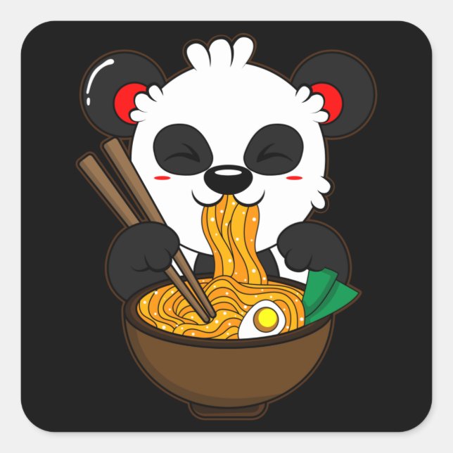 Ramen Noodles Kitsune Fox Kawaii Anime Neko Japan Square Sticker (Front)