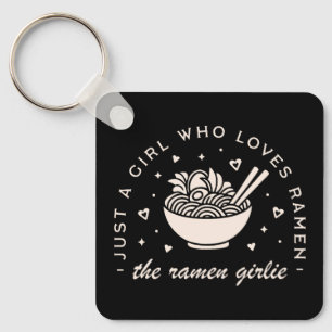 Ramen noodles lovers girl funny humour quotes cute keychain