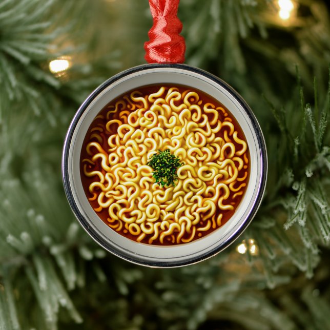 Ramen Noodles Metal Ornament (Tree)