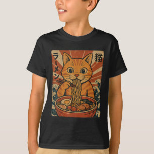 Ramen Noodles Orange Cat Japanese Anime Kawaii Cat T-Shirt