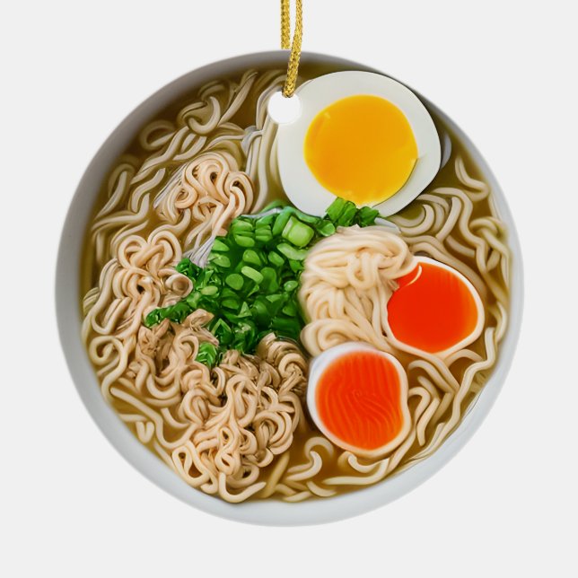 Ramen Noodles Pun Christmas Ceramic Ornament (Front)