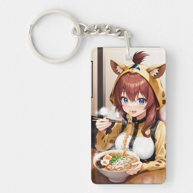 Ramen Rendezvous: Grace the Anime Girraffe Girl Keychain (Front)