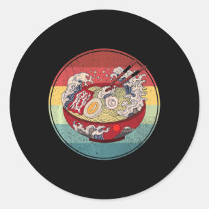 Ramen Retro Style Vintage Anime Japanese Gift Girl Classic Round Sticker
