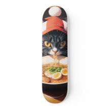 Ramen Rollin' Rascal: Cat on a Skateboard