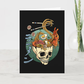 Ramen Skull Japanese Noodle Skull Anime Great Wave Card