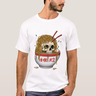 Ramen Skull T-Shirt - Edgy Japanese Noodle Bowl 