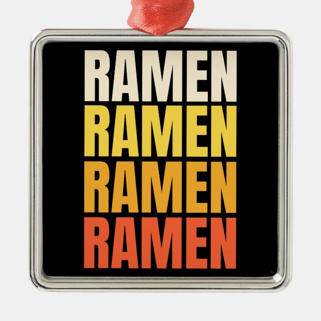Ramen text design metal ornament (Front)