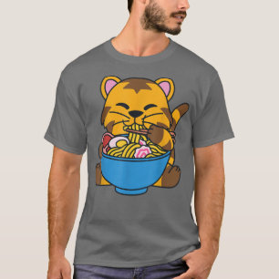 Ramen Tiger Kawaii Style Anime Japanese Food Noodl T-Shirt