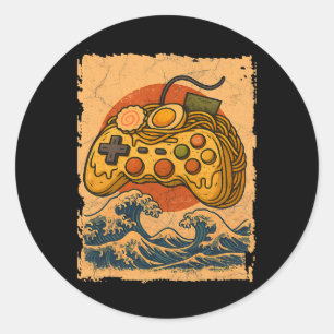Ramen Video Game Controller Classic Round Sticker
