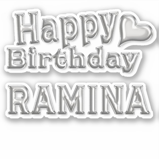 Ramina Happy Birthday silver sticker (Front)