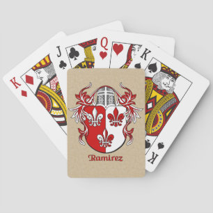 Ramirez Heraldic Shield with Mantling Playing Cards