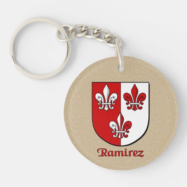 Ramirez Historical Shield and Spanish Flag Keychain (Front)