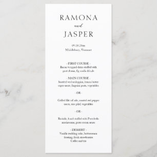 Ramona Black and White Minimal Elegant Wedding Menu