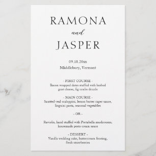 Ramona Black White Minimal Elegant Wedding Menu