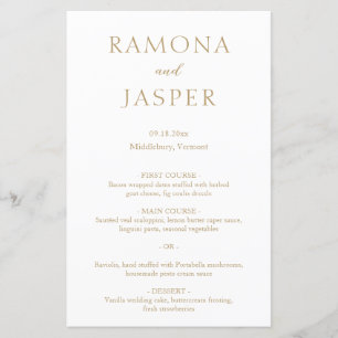 Ramona Gold Minimal Élégant Menu Mariage
