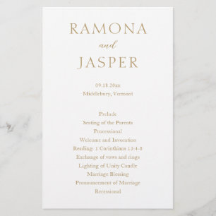 Ramona Gold Minimal Elegant Wedding Program