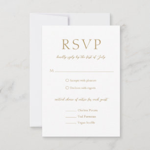 Ramona Gold Minimal Elegant Wedding RSVP Card