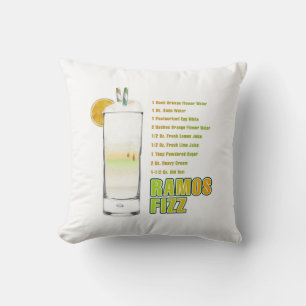 Ramos Gin Fizz Cocktail Recipe Art Throw Pillow