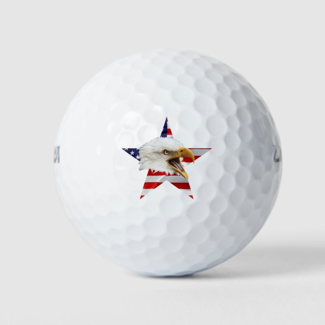 Rampant Eagle, The American Flag, Patriotic Golf Balls (Front)