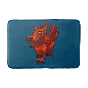 Rampant Little Welsh Baby Red Dragon Cartoon Bath Mat