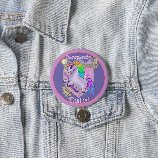 Rampantly Cute Unicorn 3 Inch Round Button (In Situ)