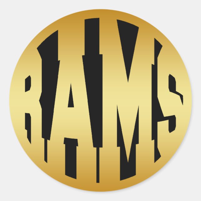 RAMS - GOLD TEXT CLASSIC ROUND STICKER (Front)